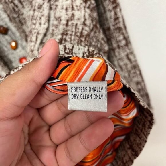 NWT Just Be Brown & Cream Linen Jacket with Gem Details Sz XL (B47744CS) - Picture 5 of 8